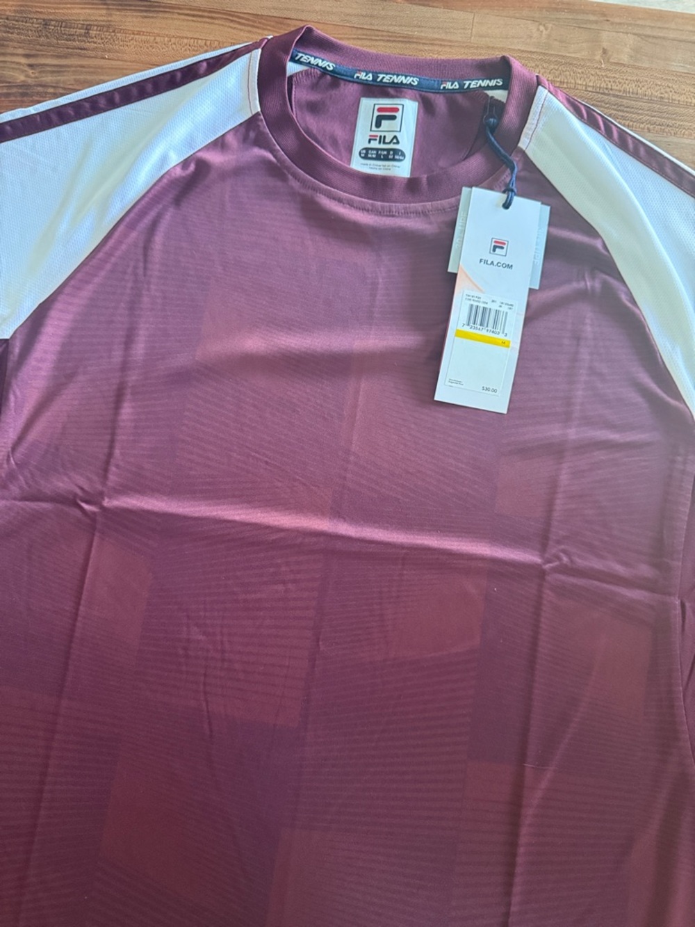 Fila Men’s Maroon Short Sleeve Crew with White Raglan Panels